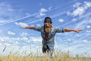 aviator in the field