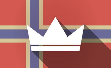 Long shadow Norway flag with a crown
