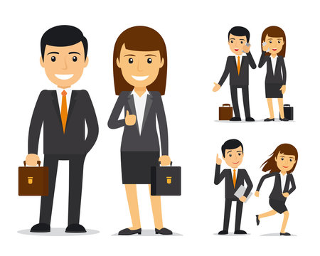Business team. Businessman and business woman vector characters
