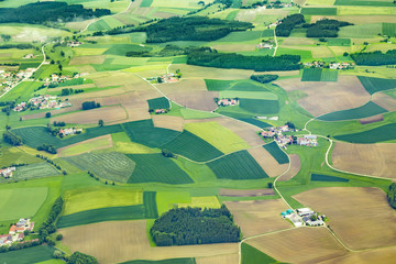 aerial of rural area near Airport Munich in the erdinger moos