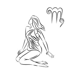 black silhouette of virgo are on white background.