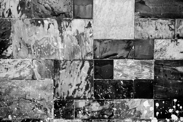 Black and white stone wall background 