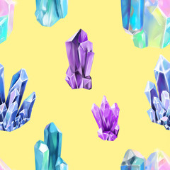 Magic crystals seamless patterns
