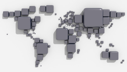 Mappa 3D Terra con forme geometriche e materiali diversi