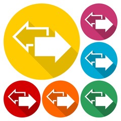 Exchange arrow icons set with long shadow