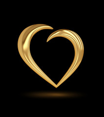 Golden heart icon with clipping path