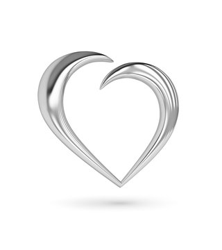 Silver heart icon with clipping path