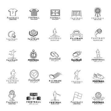 Football Icon Set - Isolated On White Background. Vector Illustration, Graphic Design