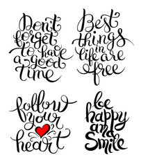 hand lettering inscription collection, inspirational quote about