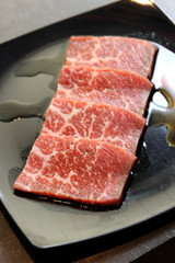 Premium raw japanese kobe beef sliced