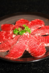 Premium raw japanese kobe beef sliced