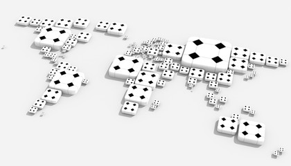 Mappa 3D Terra con forme geometriche e materiali diversi