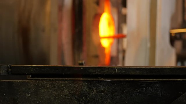 Glassworks glass manufacturing process - glass in the furnace
