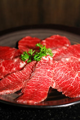 Premium raw japanese kobe beef sliced