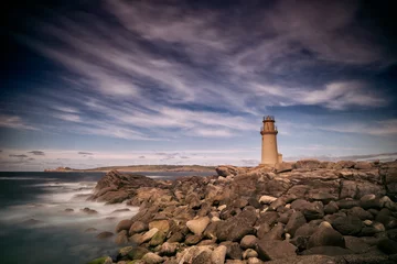 Cercles muraux Phare Paysage d& 39 exposition longue, phare en Galice, Espagne