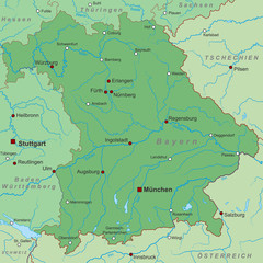 Bundesland Bayern - Landkarte in Grün