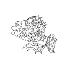 Funny patterned fish kids coloring page