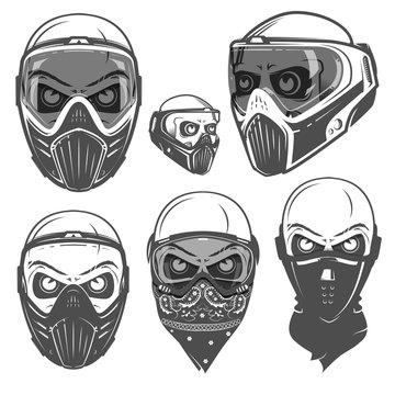 Set of paintball skull mask,paintball design,paintball tattoo.
