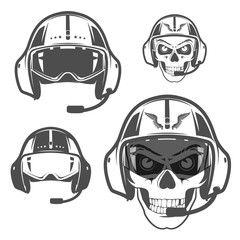 Set of Skull fly helmet,helicopter helmet.   © hadanello88