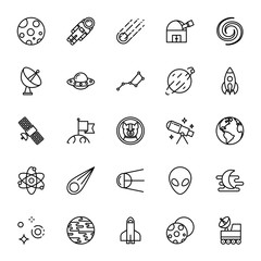 Astronomy, science. Set of vector icons. Outline style - obrazy, fototapety, plakaty