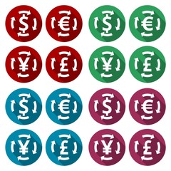 Currency Symbols set with long shadow