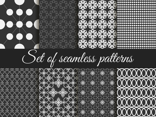 Set of seamless patterns, geometric lines pattern. Vector.