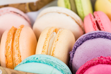 macro multicolored french macaroon Extreme shallow dof