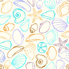 Seamless pattern with sea shells