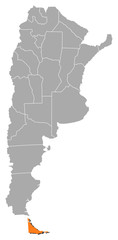Fototapeta premium Map - Argentina, Tierra del Fuego