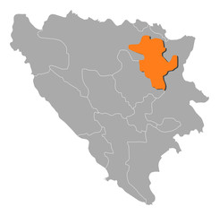 Map - Bosnia and Herzegovina, Tuzla
