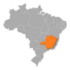 Obraz premium Map - Brazil, Minas Gerais