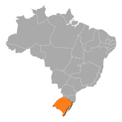 Map - Brazil, Rio Grande do Sul