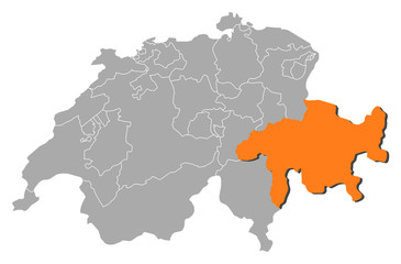 Map - Swizerland, Graubünden