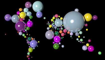 Mappa 3D Terra con forme geometriche e materiali diversi