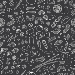Hand- drawn pasta seamless pattern