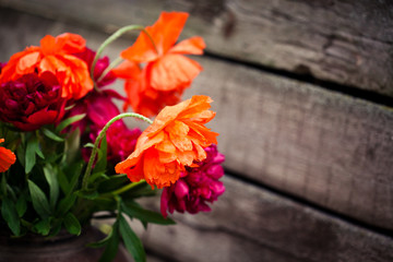 Bouquet of peonies and poppies