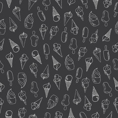 Ice Cream doodles seamless pattern
