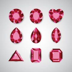 Red Diamonds and Ruby Vector Icons