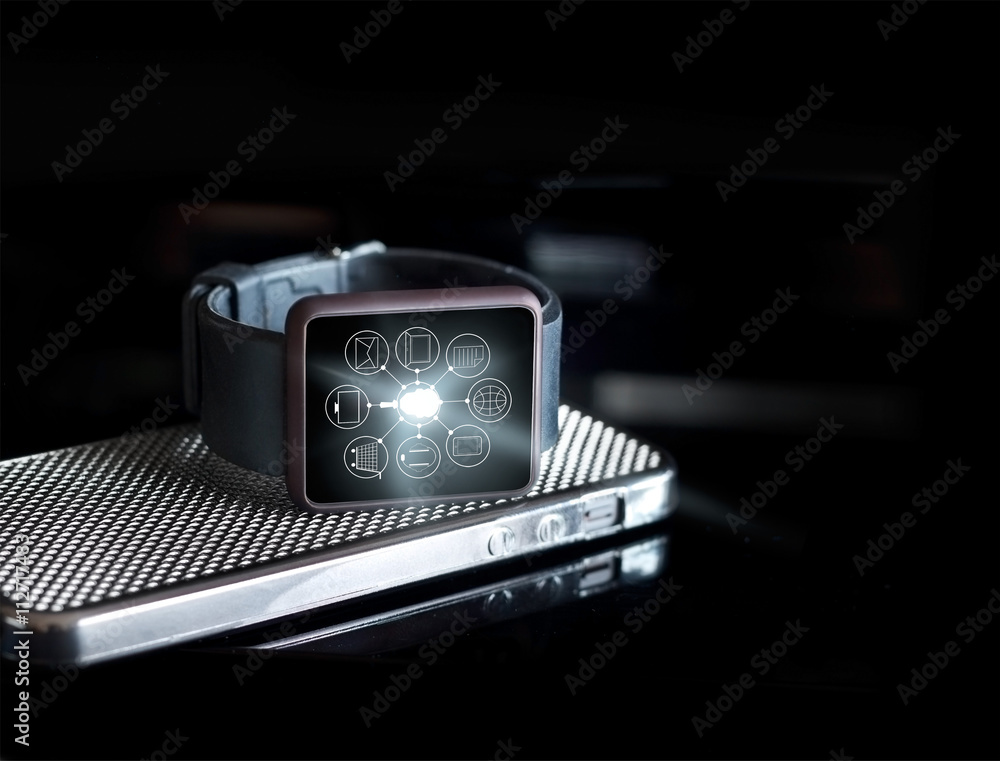 Poster smart watch and icon customer network connection, omni channel