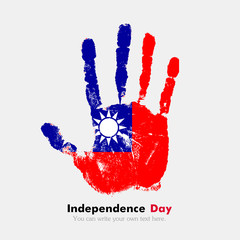 Handprint with the Flag of Taiwan in grunge style