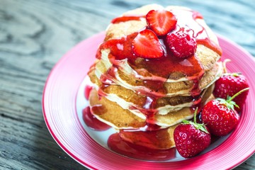 Pancakes with strawberry jam