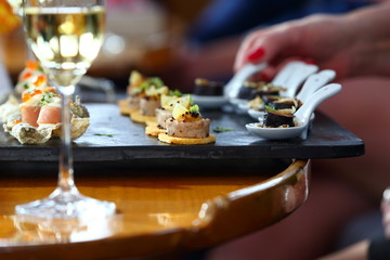 starter/ delicious starters being served on a tray