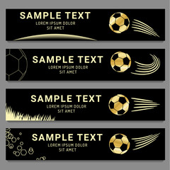 Four football panoramic banners in black and gold