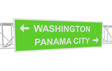 three-dimensional illustration of a road sign with directions