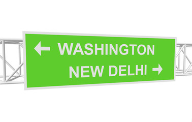 three-dimensional illustration of a road sign with directions