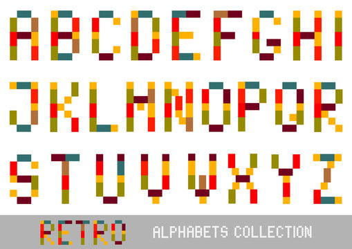 Set Of Vector Mosaic Tiles Digital Letters