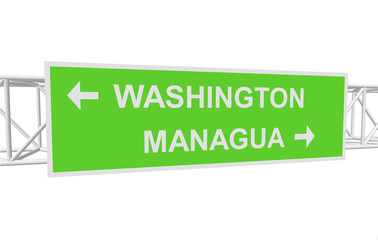 three-dimensional illustration of a road sign with directions