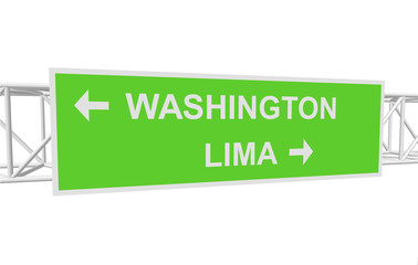 three-dimensional illustration of a road sign with directions