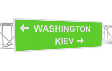 three-dimensional illustration of a road sign with directions