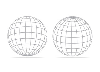 gray vector grid earth globe icons isolated on white background